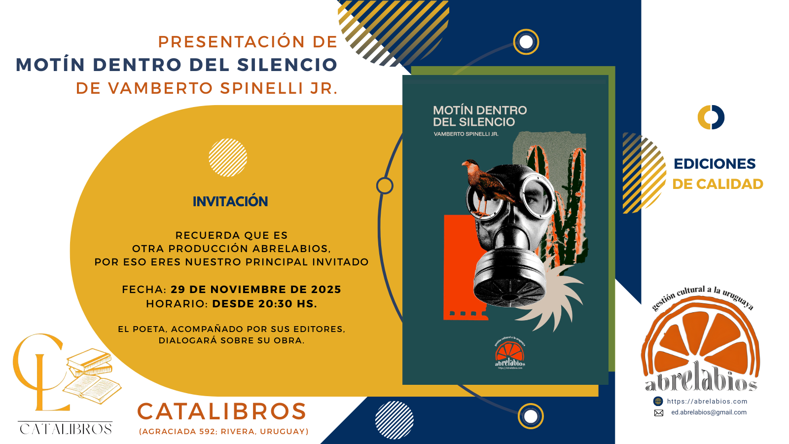 Invitación presentación en Catalibros 29/11/2025